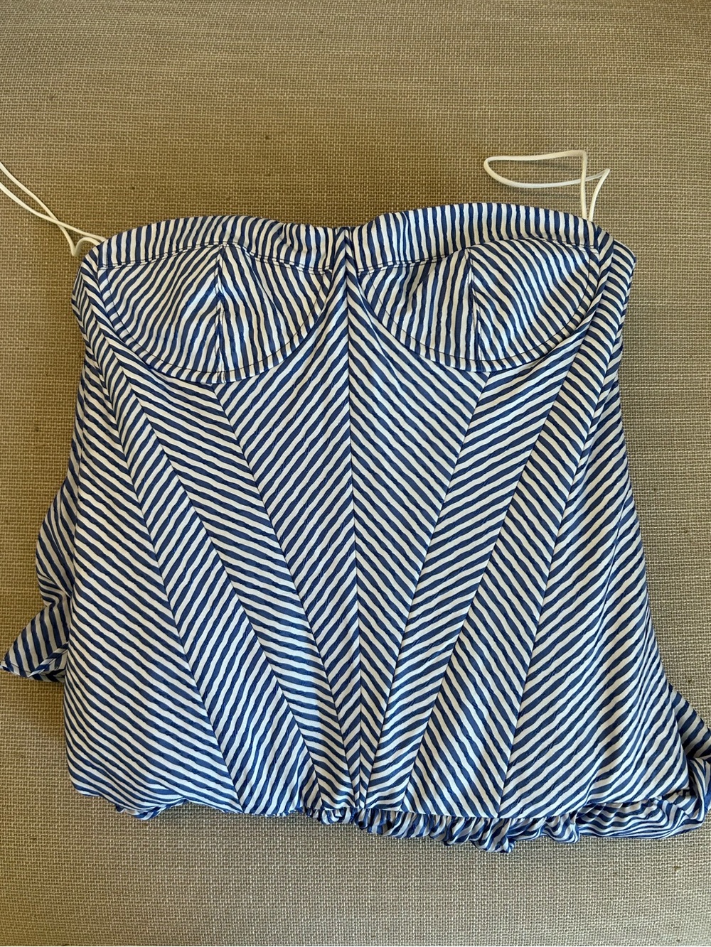 Alexis Blue and White Striped Strapless Midi Dress - Picture 5 of 10